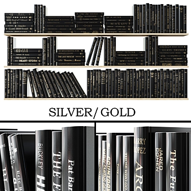 Gilded and Silvered Black Books 3D model image 1 