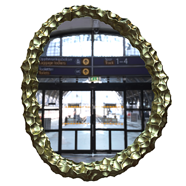 Gold Metal Frame Wall Mirror 3D model image 1 