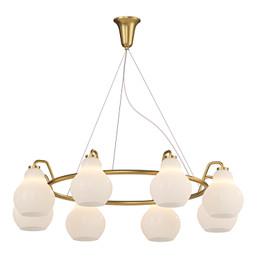 Designer Chandelier White Glass Lamp 3D model image 1 