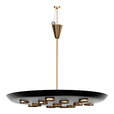 Sleek Black Saucer Pendant 3D model image 1 