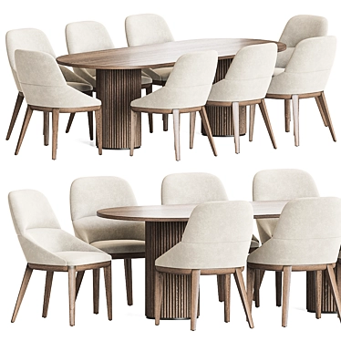 Elegant Queen Chair Dining Set 3D model image 1 