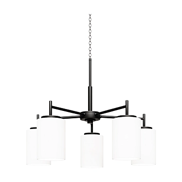 Chandelier Replay Collection 5-Light Textured Black Etched White Glass Glass Modern Chandelier Light fixture