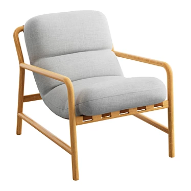 Modern Sling Chair with Ash Wood Frame 3D model image 1 