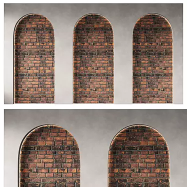 Brick-Accented Arched Wall Panel 3D model image 1 