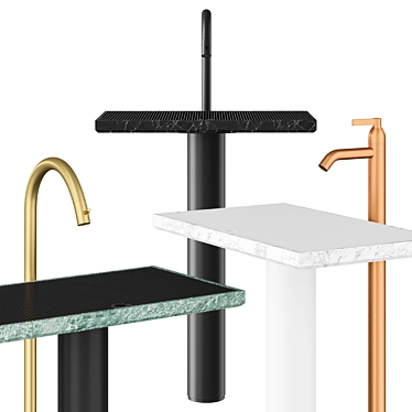 Ell Mesh Sink & Floor Faucet 3D model image 1 