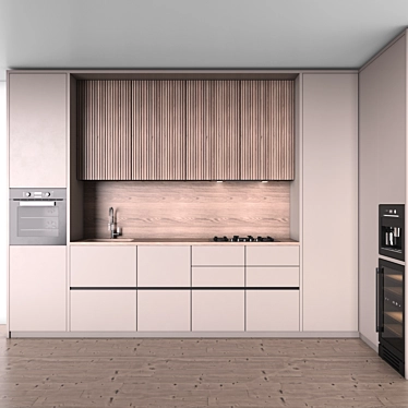 Modular Corner Kitchen with Appliances 3D model image 1 