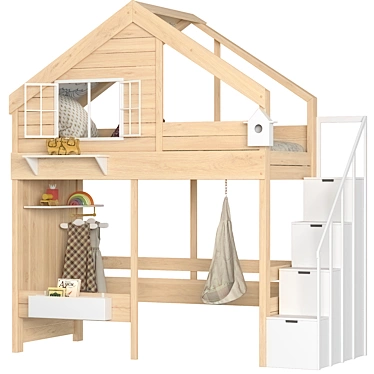 Modern Eco-Style Loft Bed 3D model image 1 