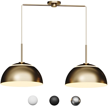 Two-Light Metal Pendant Light 3D model image 1 