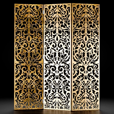 Bronze and Black Decorative Screen 3D model image 1 