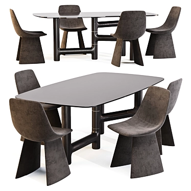 Bonaldo Dining Set: Pivot Table & Agea Chair 3D model image 1 