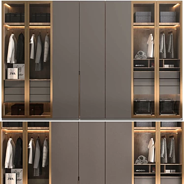 Luxury Decorative Wardrobe Set 3D model image 1 
