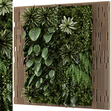 Modern Wooden Base Vertical Garden 3D model image 1 