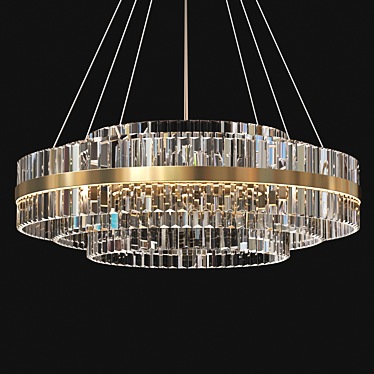 Circular LED Chandelier with Glass Plates 3D model image 1 