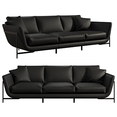 Modern Design Black Leather Sofa 3D model image 1 