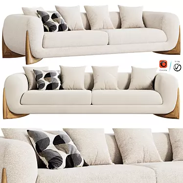 Modern Designer 3-Seater Sofa 3D model image 1 