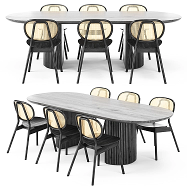 Modern Elliptical Dining Set 163 3D model image 1 