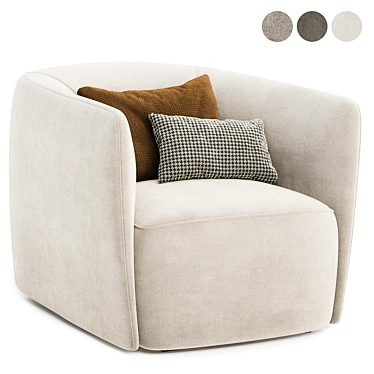 Modern Santa Monica Armchair in 3 Colors 3D model image 1 