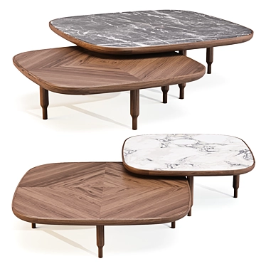 Italian Walnut Coffee Table 3D model image 1 