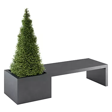 Elegant Zinc Garden Bench 3D model image 1 