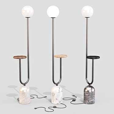 Marble Base LED Floor Lamp 3D model image 1 