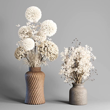 Concrete Vase Dry Plants Bouquet 3D model image 1 