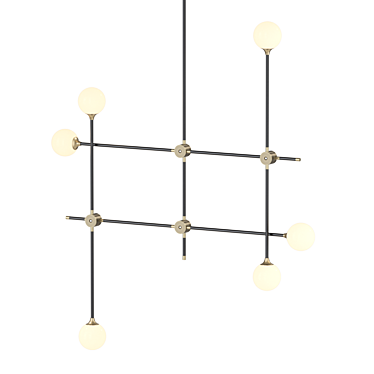 Glass Sphere Chandelier on Metal Rods 3D model image 1 