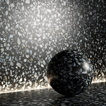 Seamless Black Terrazzo PBR Material 3D model image 1 