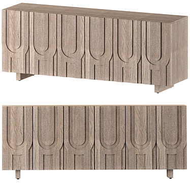 Rustic Media Console - Grey Wood 3D model image 1 