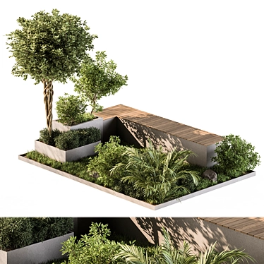 Urban Oasis Bench with Plants 3D model image 1 