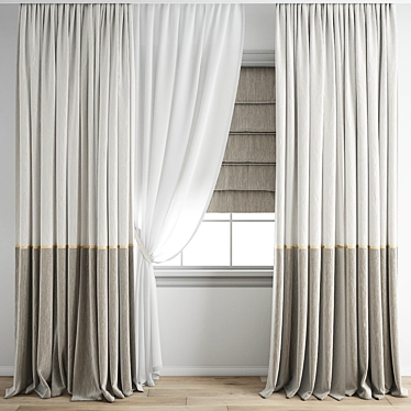 Detailed Curtain Model 3D Archive 3D model image 1 