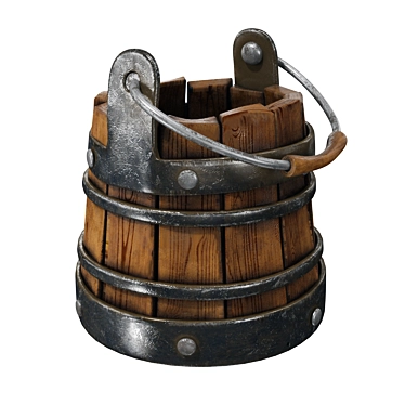 Antique Rustic Metal Bucket 3D model image 1 