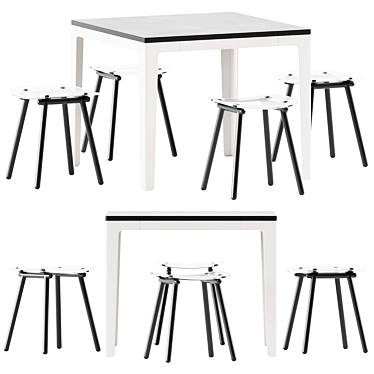  Contemporary Duo: Pop Table & Fenster Stool 3D model image 1 