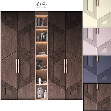 Modular Neoclassical Wardrobe Furniture 3D model image 1 