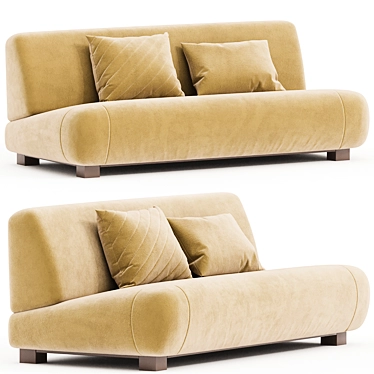 Cozy Chic Fabric 2-Seater Sofa 3D model image 1 