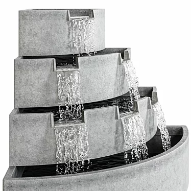 Modern Fiberglass Waterfall Fountain 3D model image 1 