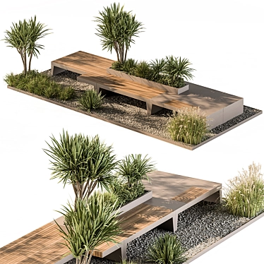 Urban Oasis Bench with Plants 3D model image 1 