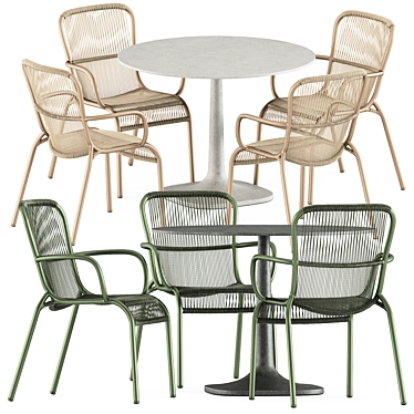 Outdoor Dining Set: Loop Chair & Fiore Table 3D model image 1 