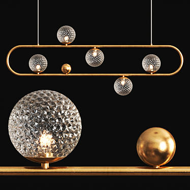 Elegant Hoop Long LUX Chandelier 3D model image 1 