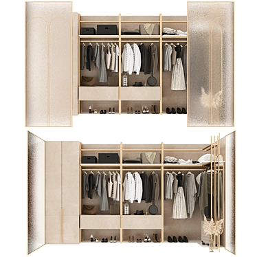 Modern Gold and Marble Wardrobe 3D model image 1 