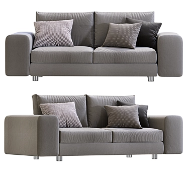 Sleek Modern Low-Lend Sofa 3D model image 1 