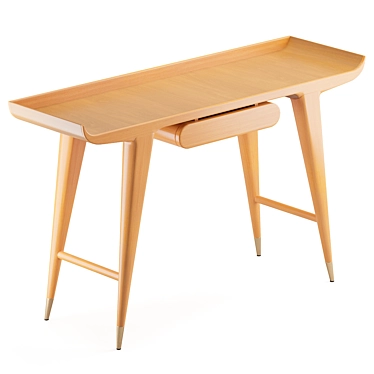 Minimalist Modern Oak Writing Desk 3D model image 1 