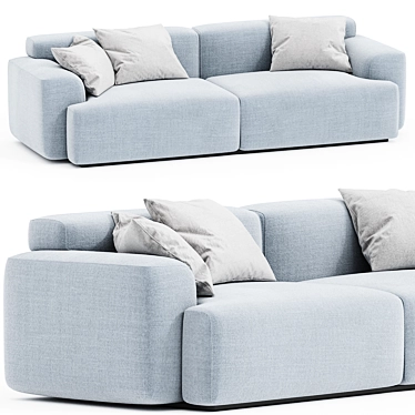 Stylish Avalon Steel Boucle Sofa 3D model image 1 