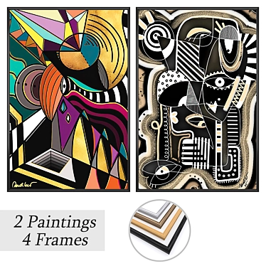 Gallery Art Set with Frames 3D model image 1 