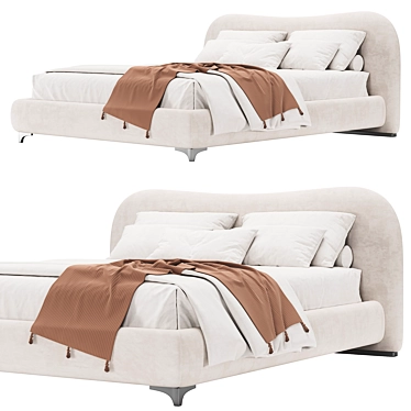 Modern Upholstered Double Bed. 3D model image 1 