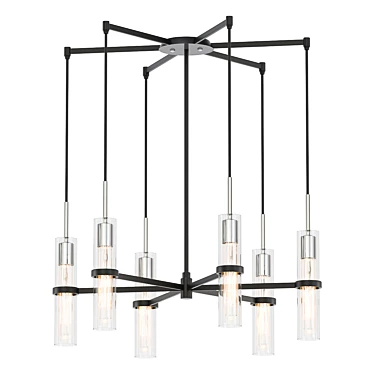 Vintage Iron Chandelier Xavier 3D model image 1 