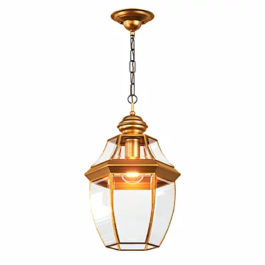 Glass Brass Ceiling Pendant Lamp 3D model image 1 