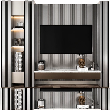 Modern TV Wall Model Set 3D model image 1 