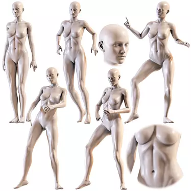 Modern Female Mannequin Collection Set 3D model image 1 