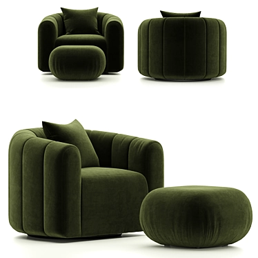 Luxe Green Velvet Swivel Chair 3D model image 1 