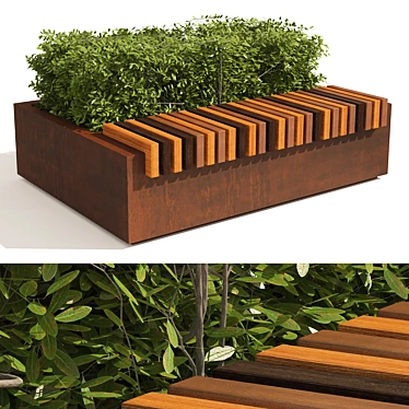 Cherry Laurel Bench with Topiary 3D model image 1 